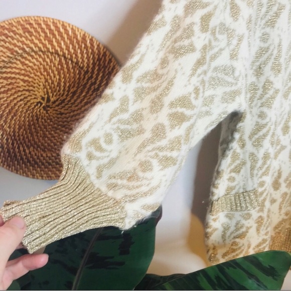 vtg vsco 80s Gold Shimmer Oversized Sweater Tunic - Picture 5 of 11